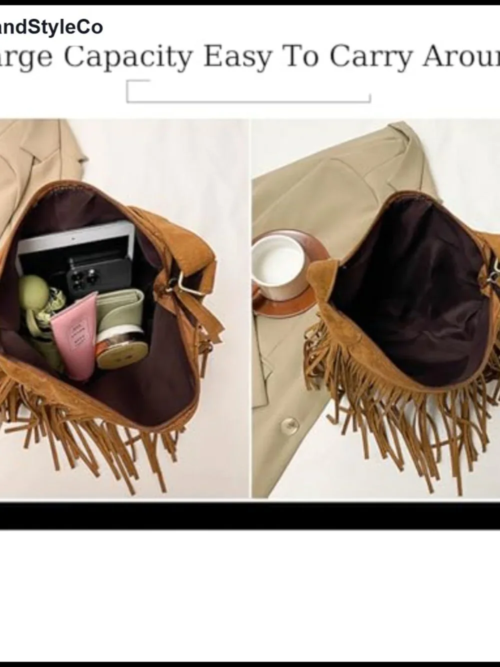Vintage Suede Fringe Hobo Bag - Tassel Crossbody Western Purse